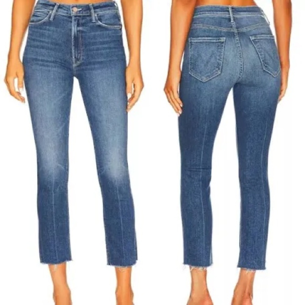 Mother Dazzler Mid Rise Fray Straight Leg, 26